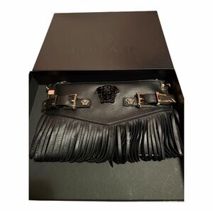 Versace Black Leather Fringe Bag